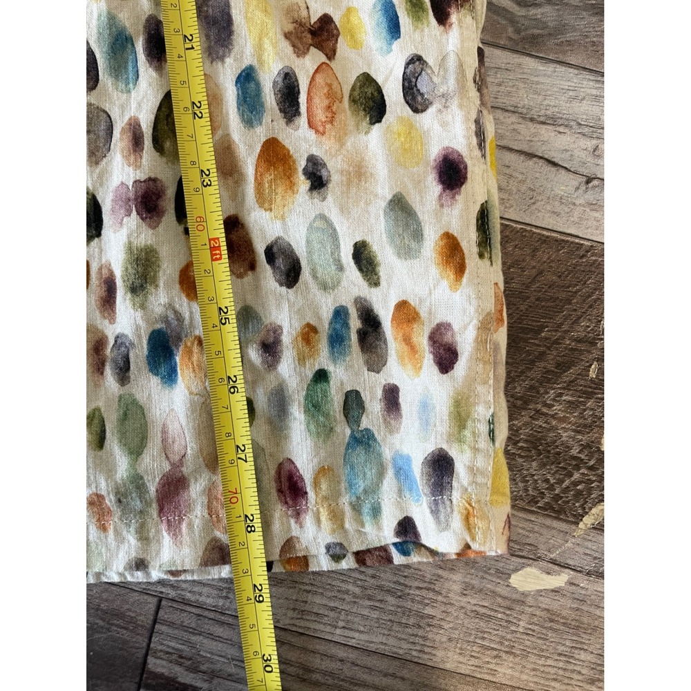 Zara Button Down Shirt Size L Multicolor Abstract Dot Short Sleeve Boho Summer - Picture 6 of 8